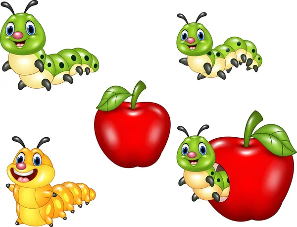 Dessin animé drôle ensemble de collection Caterpillar — Image vectorielle