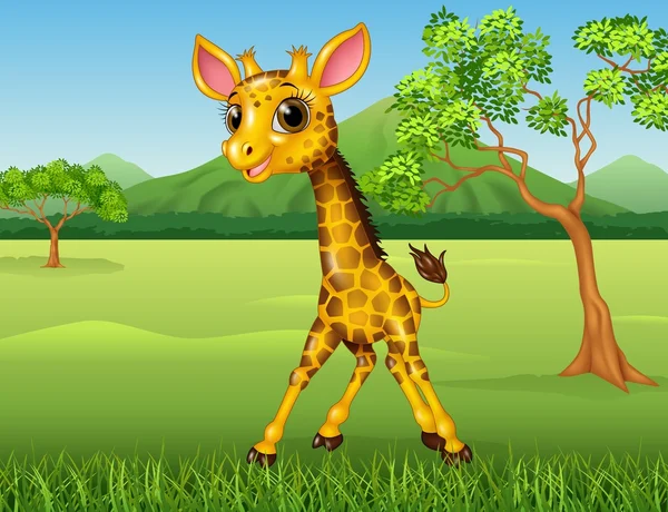 Милий жираф в джунглях — стоковий вектор