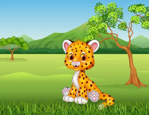 Söt baby cheetah i djungeln — Stock vektor