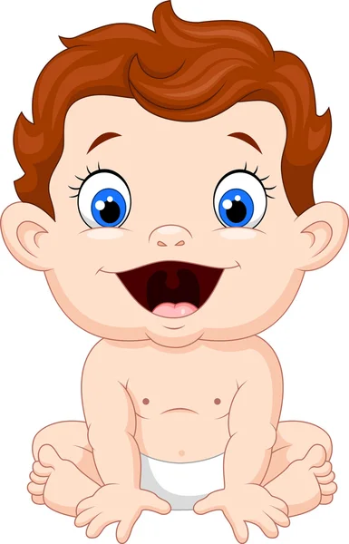 Schattige baby jongen zittend — Stockvector