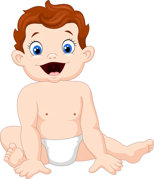 Cute baby boy sitting isolated on white background — Stock Vector