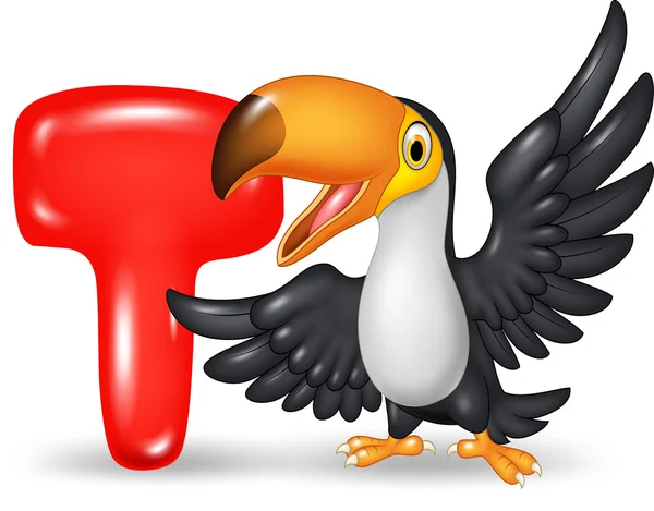 Illustration of T letter for Toucan — Stock Vector