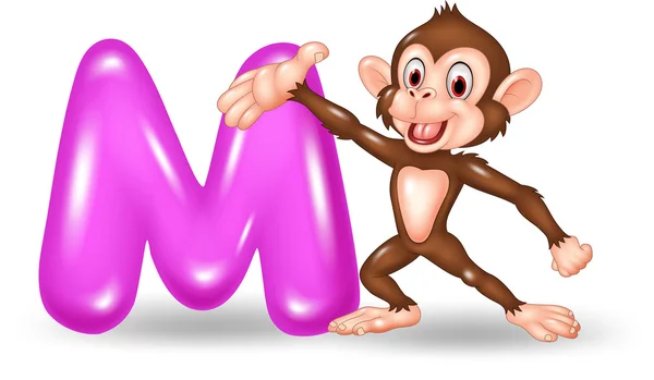 Illustration of M letter for Monkey — Stock Vector