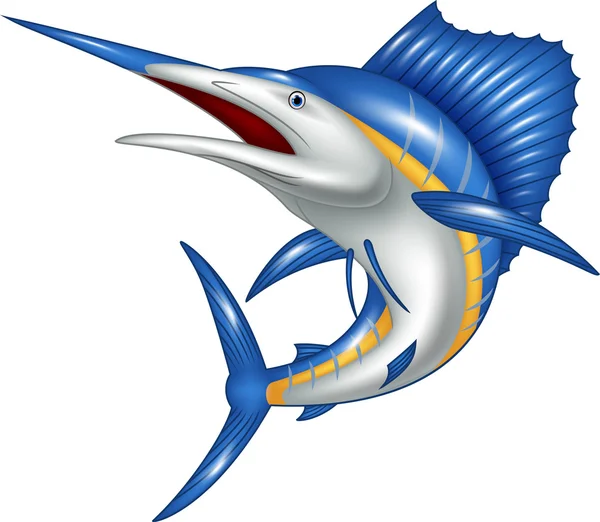 Illustration von Marlin Fisch Karikatur — Stockvektor