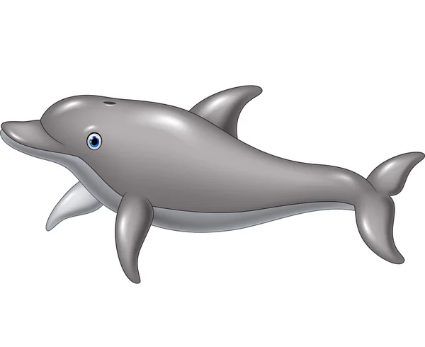 흰 배경에 고립 된 귀여운 만화 돌고래 — 스톡 벡터