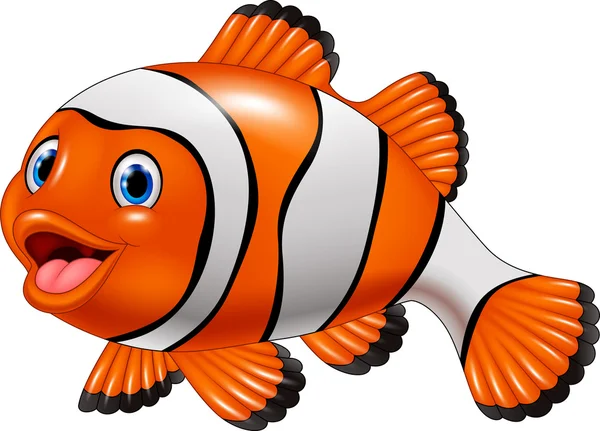 Carino clown pesce cartone animato — Vettoriale Stock