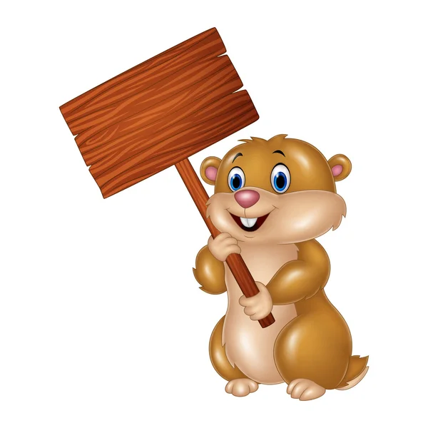 Schattig Groundhog met blanco bord — Stockvector