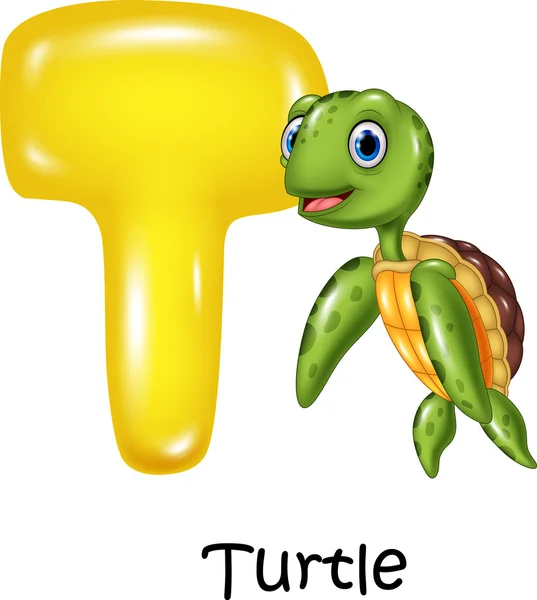Ilustración de T letter para Tortuga — Vector de stock