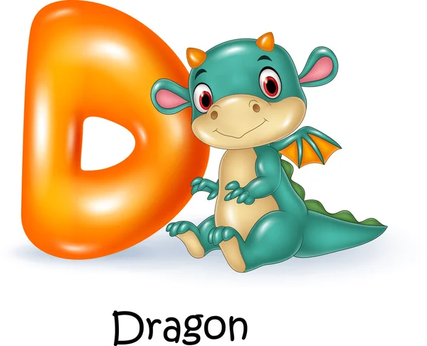 Illustrazione della lettera D per Dragon — Vettoriale Stock