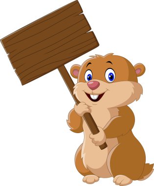 Elinde boş levha tutan sevimli dağ sıçanı.