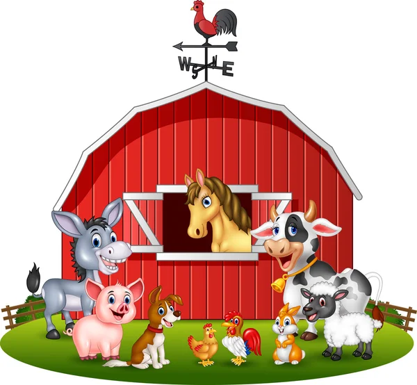 Illustration Fond de ferme avec animaux — Image vectorielle