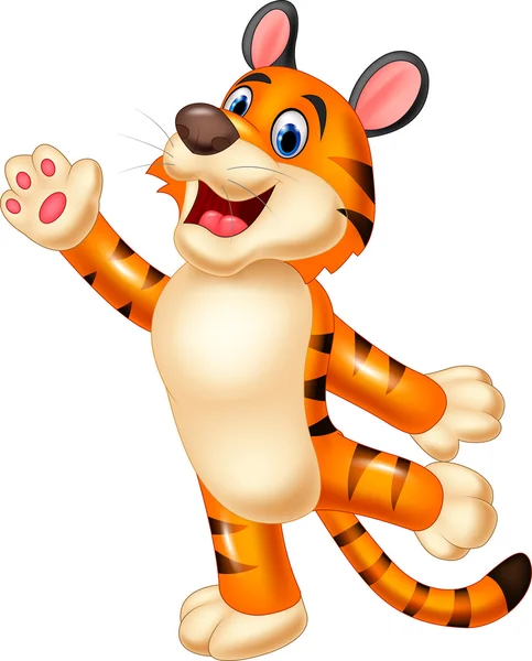 Cute tiger waving hand — Stock Vector