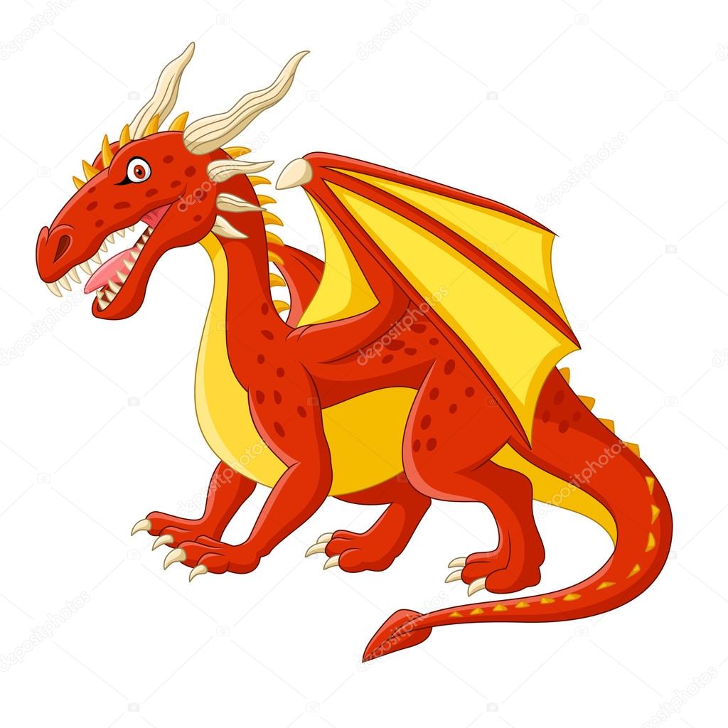 Cartoon red dragon posing