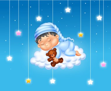 Baby sleeping on the cloud clipart