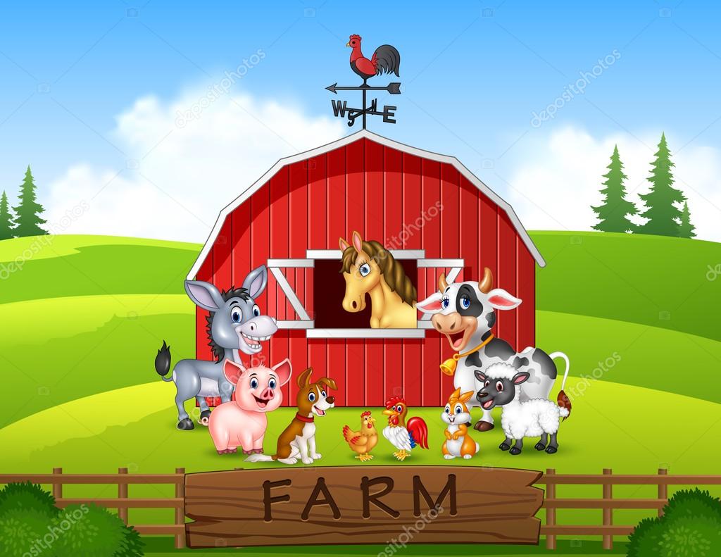 Illustration Farm background with animals — Stock Vector © tigatelu