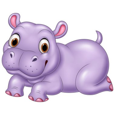 Beyaz arka plan üzerinde izole şirin bebek hippo