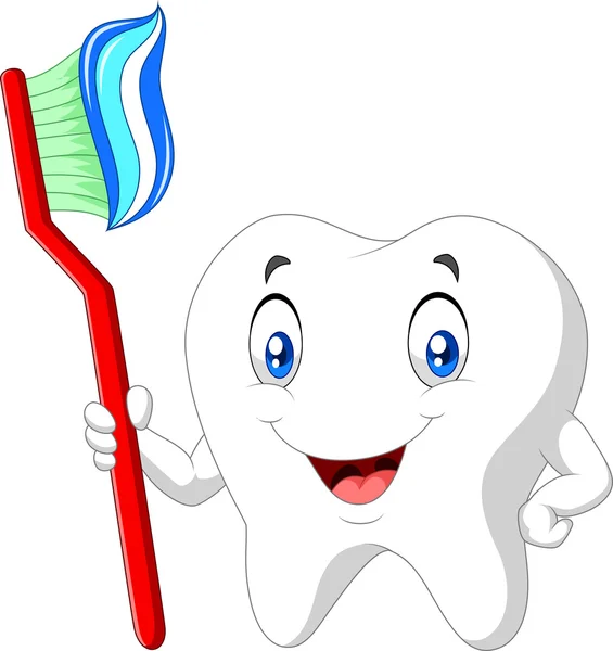 Tandheelkundige tanden en tandenborstel cartoon — Stockvector