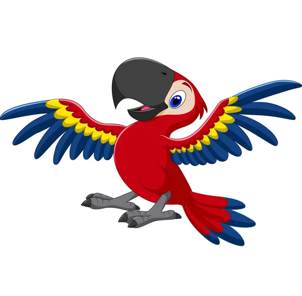 Cartoon happy parrot flying — Stock Vector
