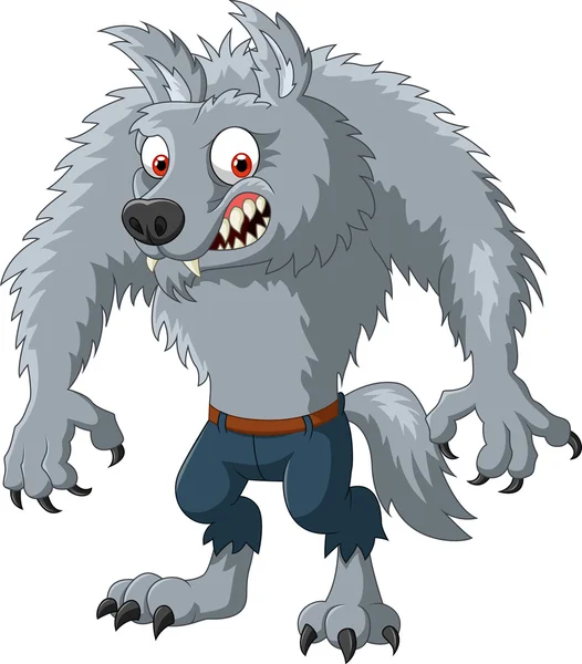 Cartoon angry werewolf character — Stock Vector