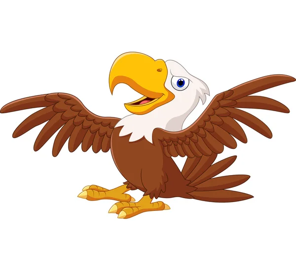Desenhos animados águia engraçada voando — Vetor de Stock