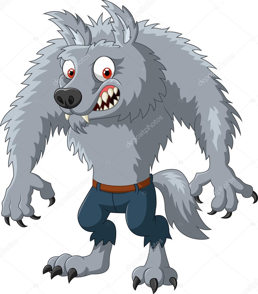 Personnage de dessin animé loup-garou en colère — Image ... Personnage de dessin animé loup-garou en colère — Image ...