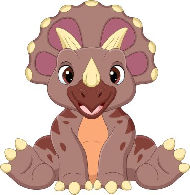 Vector illustration of Cartoon baby triceratops dinosaur sitting clipart