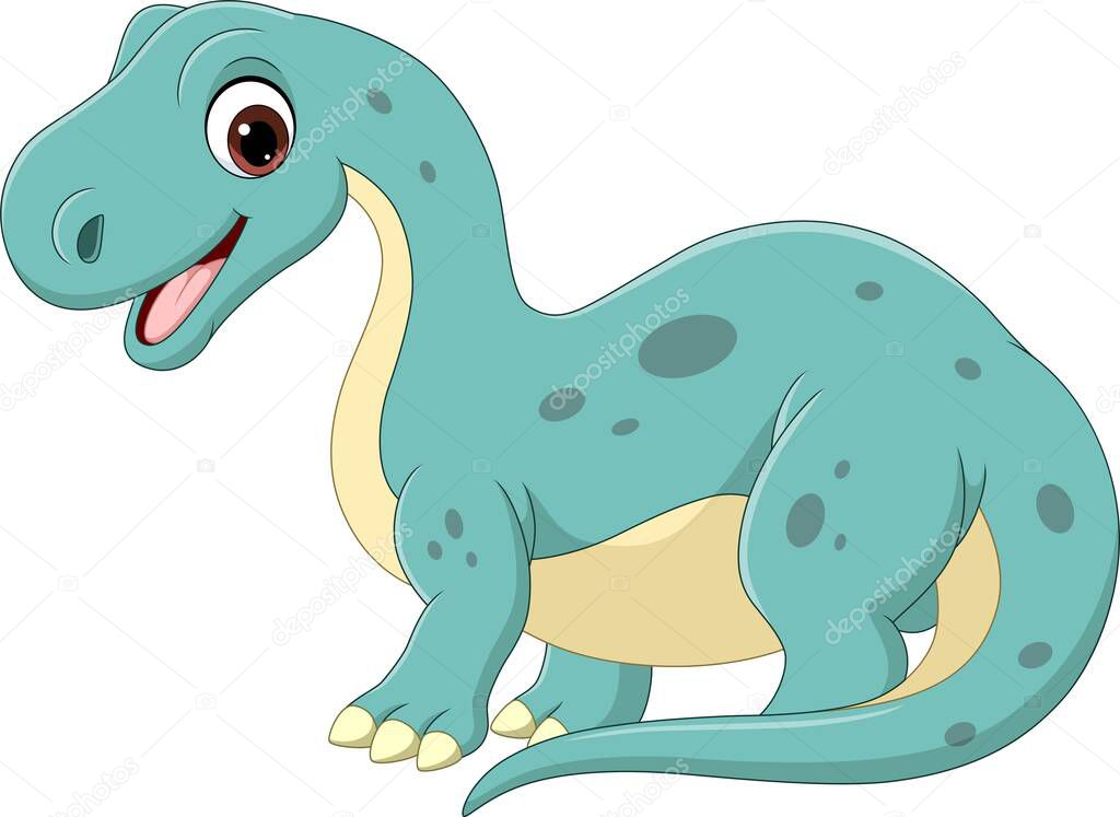 Vector illustration of Cartoon funny baby brontosaurus dinosaur