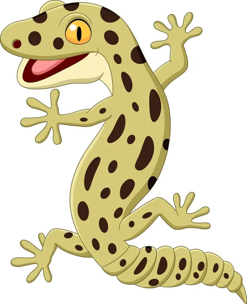 Vektor Illustration Tecknad Gecko Isolerad Vit Bakgrund — Stock vektor