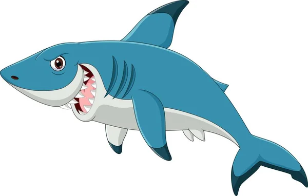 Vektorová Ilustrace Žraloka Kresleného Izolovaného Bílém Pozadí — Stockový vektor