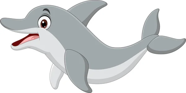 Vektorové Ilustrace Karikatury Legrační Delfín Bílém Pozadí — Stockový vektor