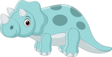 Beyaz arka planda Şirin Triceratops dinozor bebeğinin vektör çizimi