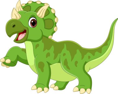 Vector illustration of Cartoon happy triceratops on white background clipart