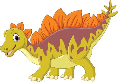 Beyaz arka planda çizgi film mutlu stegosaurus 'un vektör çizimi