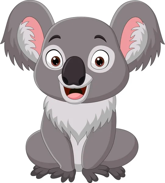 Vector Illustration Cartoon Funny Baby Koala Sitting — Stock Vector