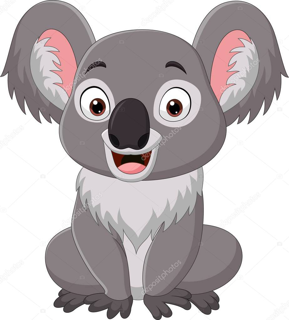 Vector illustration of Cartoon funny baby koala sitting