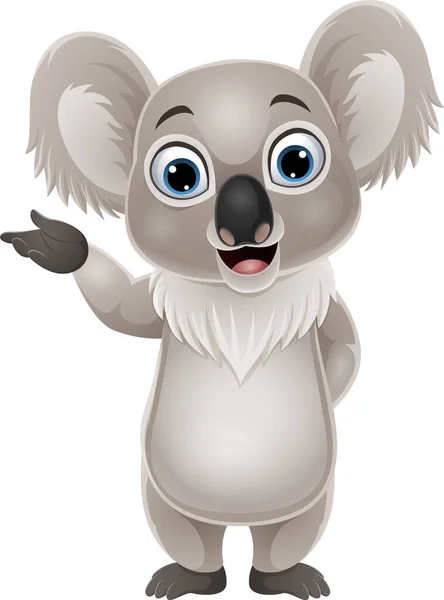 Vector Illustration Cartoon Funny Little Koala Presenting — Stock Vector