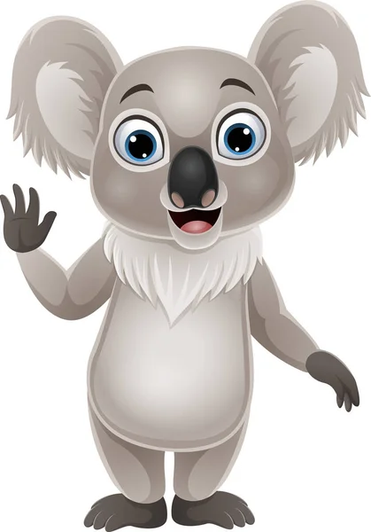 Vector Illustration Cartoon Funny Koala Waving Hand — Stock Vector