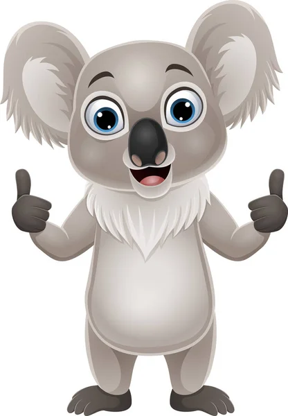 Vector Illustration Cartoon Funny Koala Giving Thumb — Stock Vector