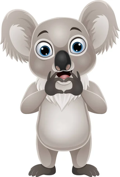 Illustration Vectorielle Cartoon Petit Koala Faisant Geste Coeur Main — Image vectorielle