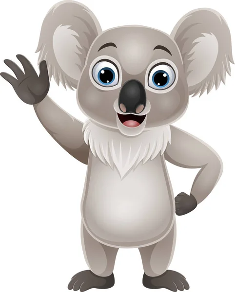 Vector Illustration Cartoon Funny Koala Waving Hand — Stock Vector