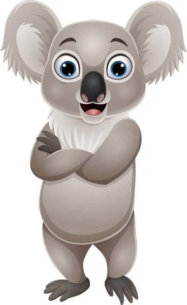 Vector Illusztráció Rajzfilm Vicces Kis Koala Pózol — Stock Vector