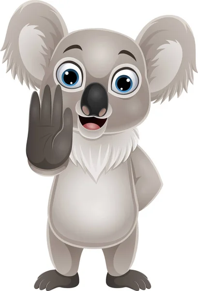 Vector Illustratie Van Cartoon Grappige Koala Tonen Stop Gebaar — Stockvector