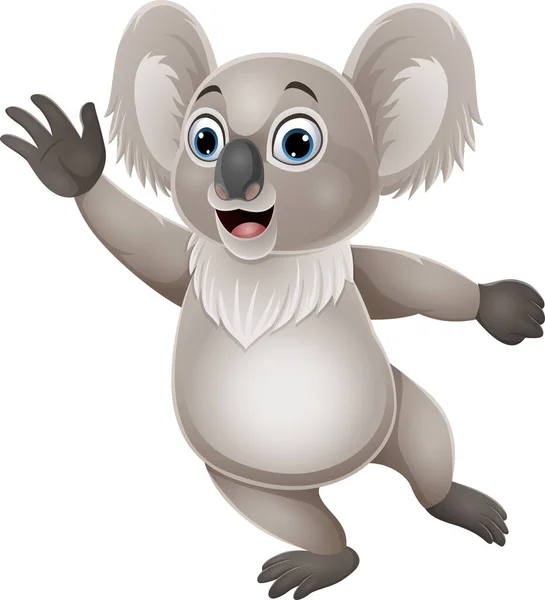 Illustration Vectorielle Dessin Animé Drôle Koala Agitant Main — Image vectorielle