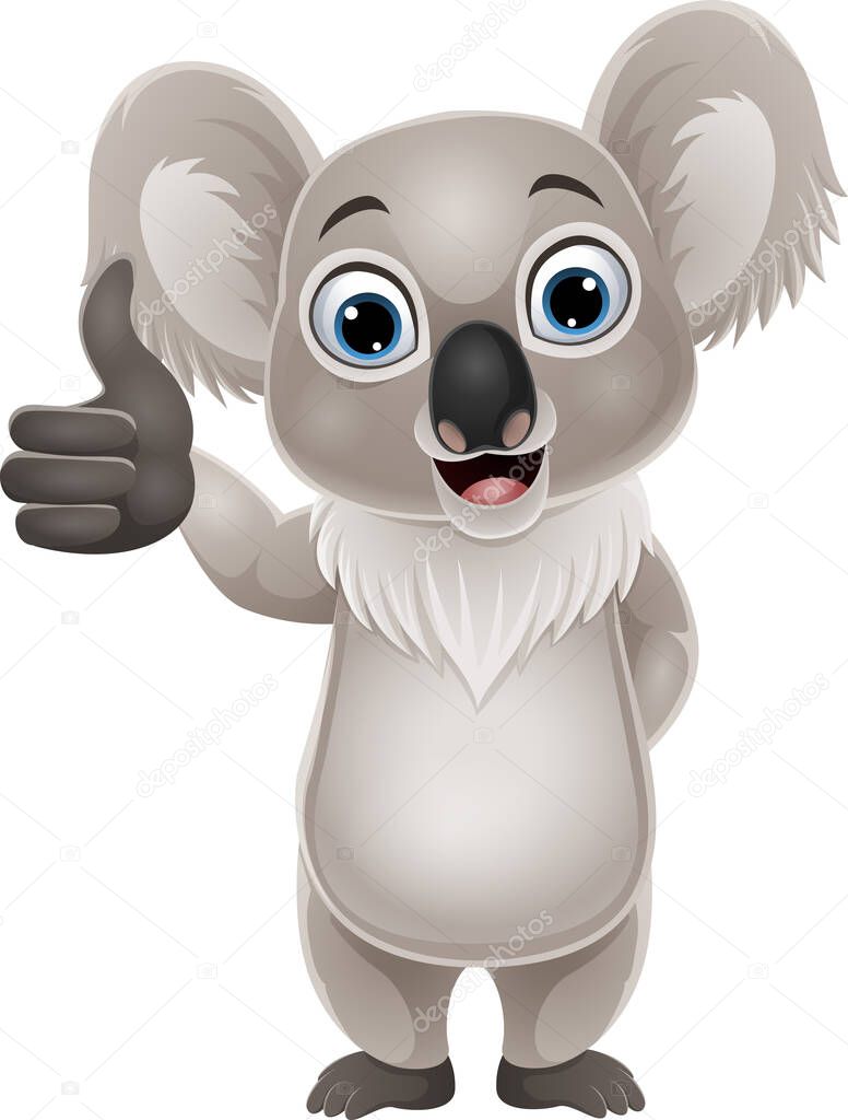 Vector illustration of Cartoon funny koala giving thumb up