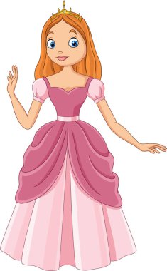 Çizgi film temsilcisi pembe elbiseli güzel prenses.