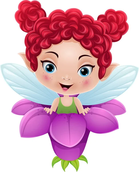 Vector Illustration Cartoon Fairy Flower — Stock Vector