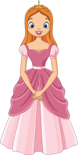 Ilustración Vectorial Hermosa Princesa Dibujos Animados Vestido Rosa — Archivo Imágenes Vectoriales