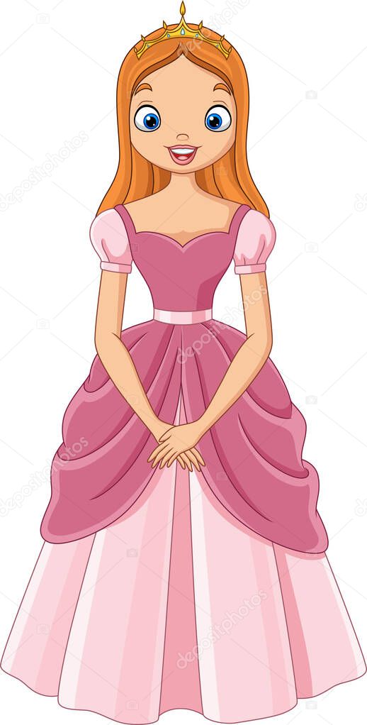 Vector illustration of Cartoon beautiful princess in pink dress