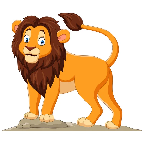 Vector Illustration Cartoon Happy Lion White Background — Stock Vector