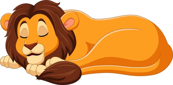 Illustration Vectorielle Lion Dessin Animé Dormant Sur Fond Blanc — Image vectorielle